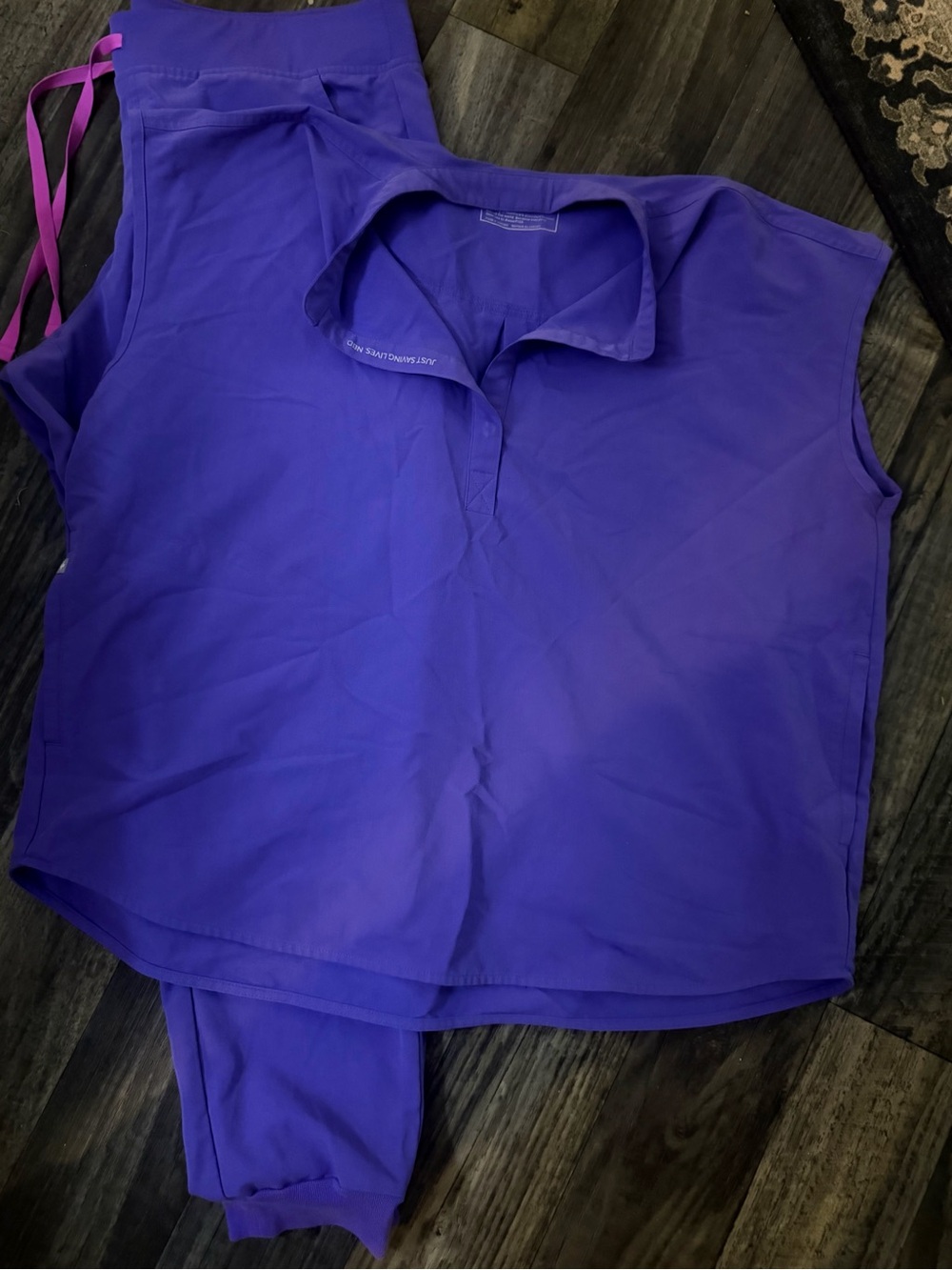 Figs Purple Sleeveless Polo Top